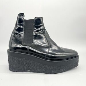 Pierre‎ Hardy Womens 38/ 8 Jodhpur Boots Blacl Patent Leather Platform Punk Goth